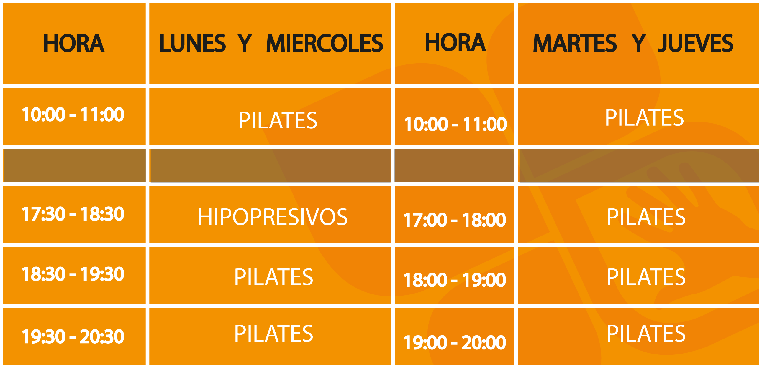 Calendario clase de Pilates en Cáceres